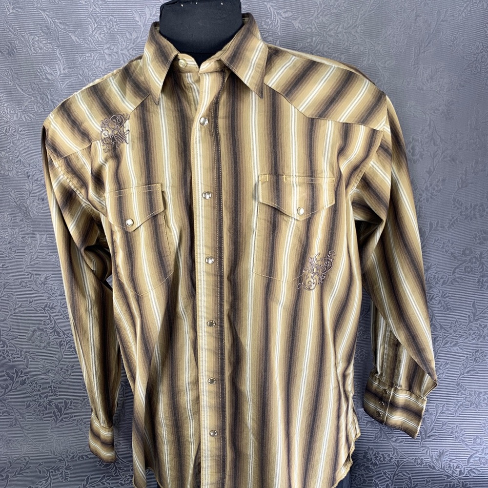 Wrangler Striped Snap Button Long Sleeve Shirt -XL